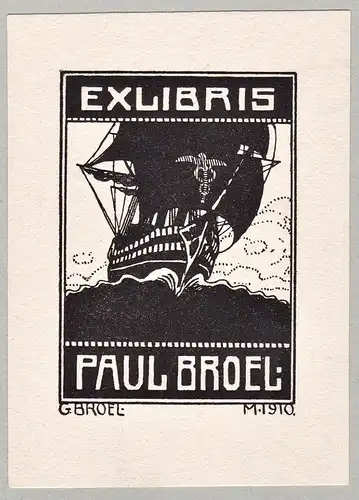 Paul Broel - Schiff Marine ship Exlibris ex-libris Ex Libris bookplate