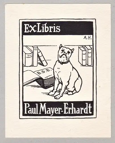 Ex Libris Paul Mayer-Erhardt - Hund dog Exlibris ex-libris Ex Libris bookplate