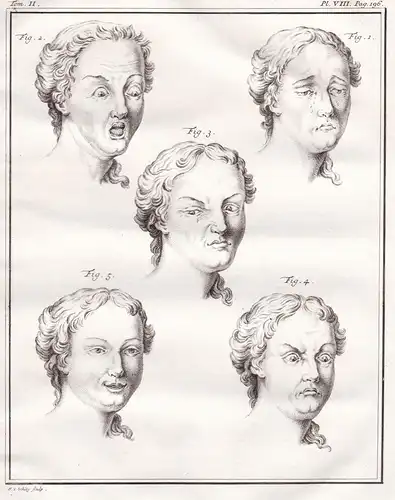 Pl. VIII - Gemütszustände Gesichtszüge Emotions facial features / Mensch  / human anatomy Anatomie / Medizi