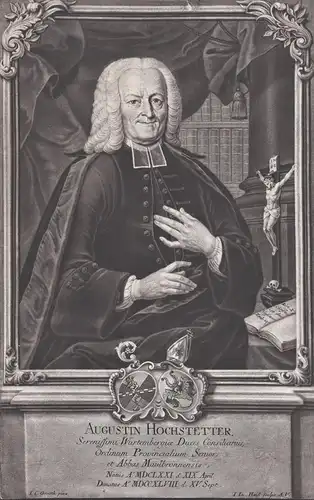 Augustin Hochstetter - Augustin Hochstetter (1671-1748) Württenberg Kloster Maulbrunn Prediger Pastor Portrai