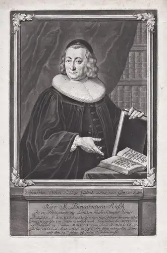Herr M. Bonaventura Riesch - Bonaventura Riesch (1696-1749) Lindau Prediger Pastor Baden-Durlach Portrait