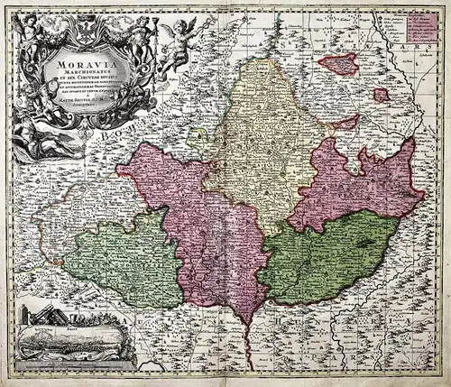 Moravia Marchionatus in sex circulos divisus juxta recentissimam dimensionem... - Mähren Moravia Czech map Ka