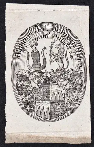 Alfons Jos. Johann Nepomuk Dilher - Exlibris ex-libris Ex Libris armorial bookplate Wappen coat of arms