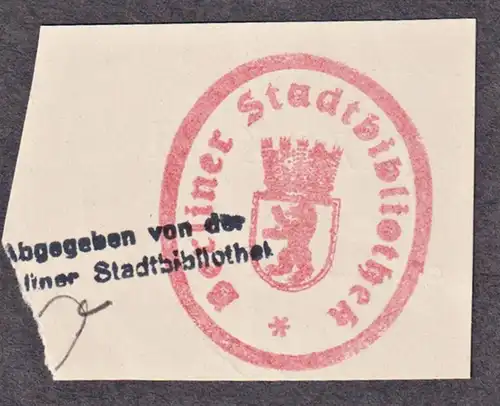 Berliner Stadtbibliothek - Exlibris Stempel ex-libris Ex Libris bookplate stamp