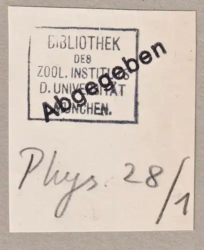 Bibliothek des Zool. Institutes d. Universität München - Exlibris Stempel ex-libris Ex Libris bookplate stam