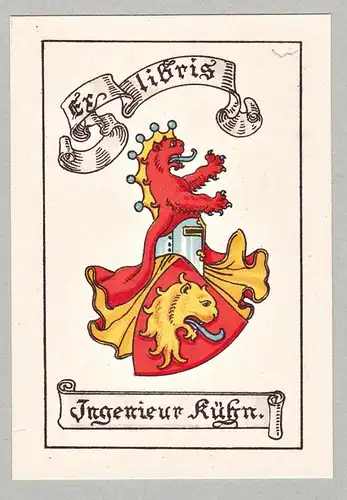 Ex Libris Ingenieur Kühn - Exlibris ex-libris Ex Libris armorial bookplate Wappen coat of arms