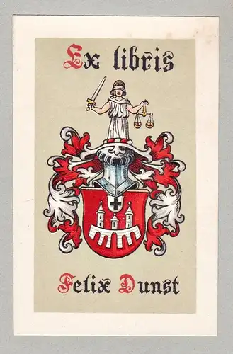 Felix Dunst - Exlibris ex-libris Ex Libris armorial bookplate Wappen coat of arms