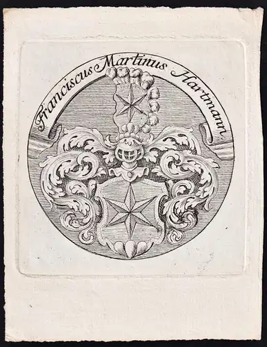 Franziscus Martinus Hartmann - Exlibris ex-libris Ex Libris armorial bookplate Wappen coat of arms