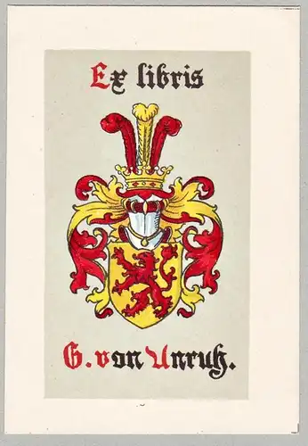 G. von Unruh - Exlibris ex-libris Ex Libris armorial bookplate Wappen coat of arms
