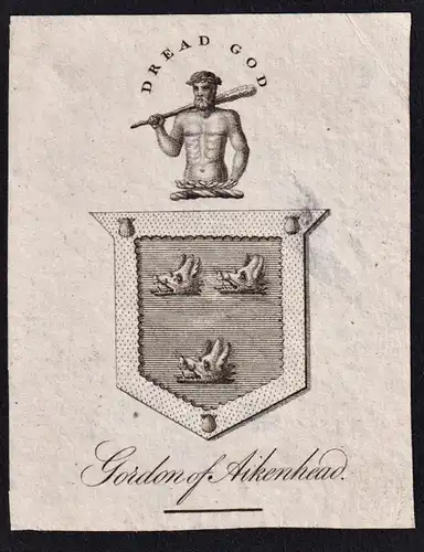 Gordon of Aikenhead - John Gordon II of Aikenhead (1815-1838) Exlibris ex-libris Ex Libris / armorial bookplat