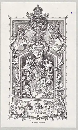 Th. Roscher Hannover - Exlibris ex-libris Ex Libris armorial bookplate Wappen coat of arms