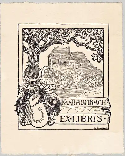 Ex Libris K.v. Baumbach - Exlibris ex-libris Ex Libris armorial bookplate Wappen coat of arms