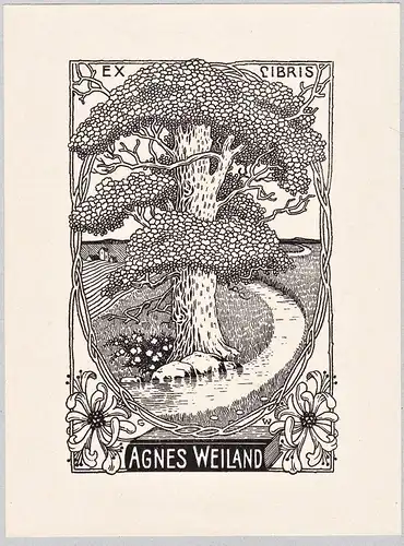 Ex Libris Agnes Weiland - Jugendstil Exlibris ex-libris Ex Libris bookplate