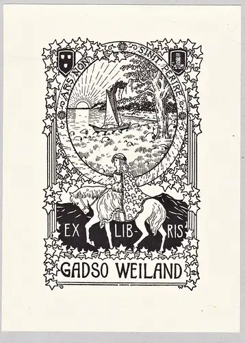 Ex Libris Gadso Weiland - Eigenexlibris Jugendstil Exlibris ex-libris Ex Libris bookplate Wappen