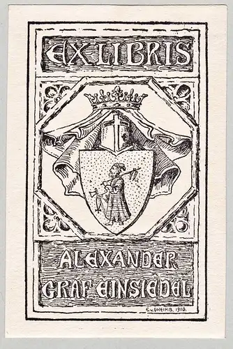 Ex Libris Alexander Graf Einsiedel - Exlibris ex-libris Ex Libris armorial bookplate Wappen coat of arms