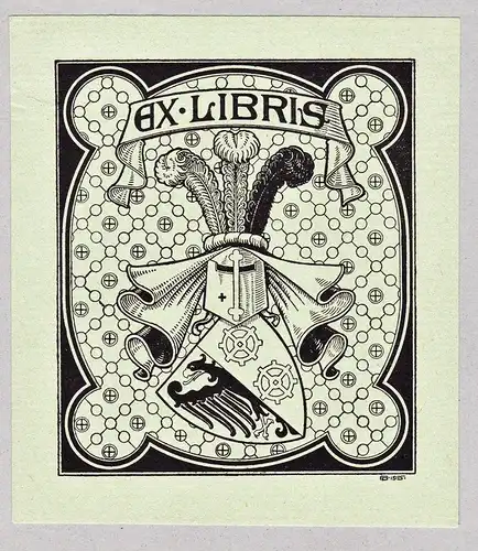 Ex Libris - Jugendstil Exlibris ex-libris Ex Libris armorial bookplate Wappen coat of arms
