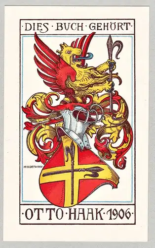 Dies Buch gehört Otto Haak 1906 - Exlibris ex-libris Ex Libris armorial bookplate Wappen coat of arms
