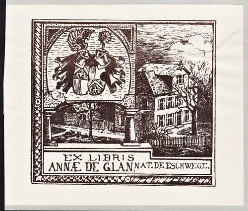 Ex Libris - Annae de Glan Nat. de Eschwege - Exlibris ex-libris Ex Libris armorial bookplate Wappen coat of ar