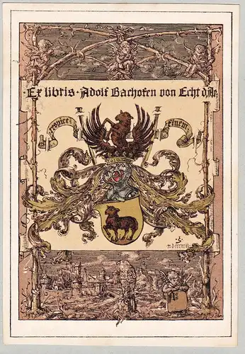 Ex Libris Adolf Bachofen von Echt - Exlibris ex-libris Ex Libris armorial bookplate Wappen coat of arms