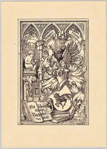 Ex Libris Adolph Bachofen von Echt - Exlibris ex-libris Ex Libris armorial bookplate Wappen coat of arms