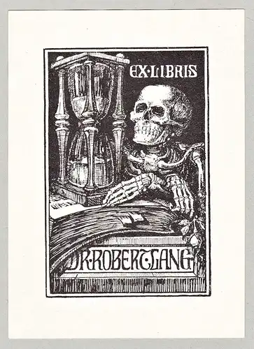 Ex Libris Dr. Robert Lang - Skelett skeleton Totenkopf skull Exlibris ex-libris Ex Libris bookplate