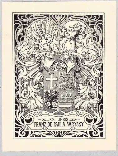 Ex Libris Franz de Paula Sarysky - Exlibris ex-libris Ex Libris armorial bookplate Wappen coat of arms