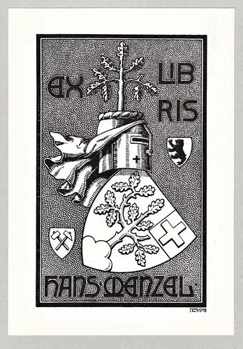 Ex libris Hans Wenzel - Exlibris ex-libris Ex Libris armorial bookplate Wappen coat of arms