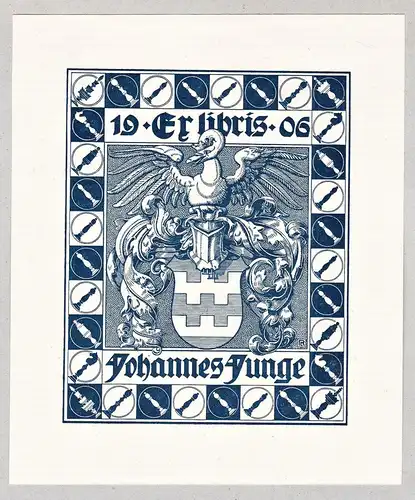 Ex Libris Johannes Junge - Exlibris ex-libris Ex Libris armorial bookplate Wappen coat of arms