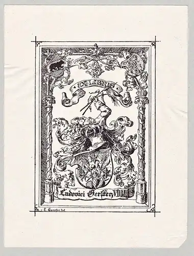 Ex Libris Ludovici Gerster - Ludwig Gerster Wappen coat of arms Exlibris ex-libris Ex Libris bookplate