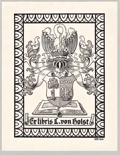 Ex Libris L. von Holst - Exlibris ex-libris Ex Libris armorial bookplate Wappen coat of arms