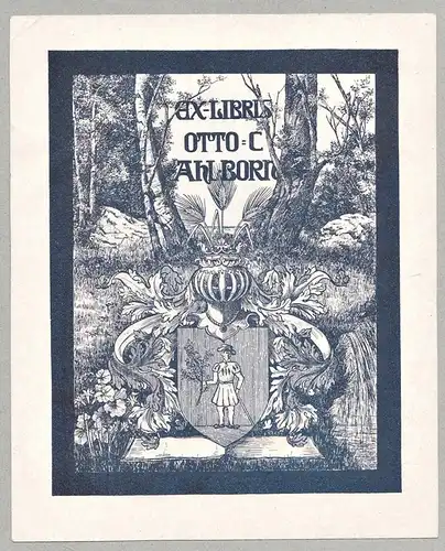 Ex Libris Otto Ahlborn - Exlibris ex-libris Ex Libris armorial bookplate Wappen