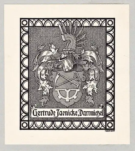 Gertrude Jaenicke, Darrmietzel - Exlibris ex-libris Ex Libris armorial bookplate Wappen coat of arms