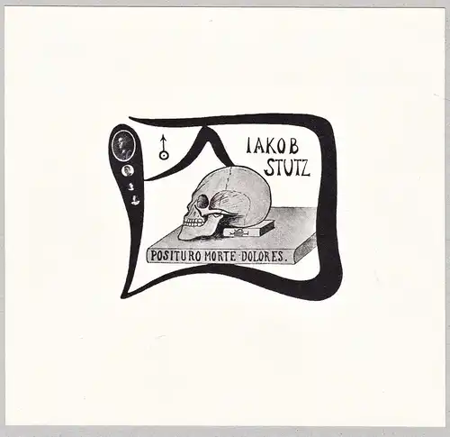 Jakob Stutz - Totenkopf skull Exlibris ex-libris Ex Libris bookplate