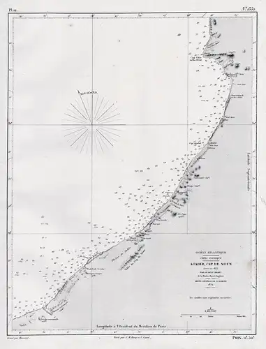 Agadir, Cap de Noun - Agadir Morocco Marokko Maroc Atlantic Ocean / Africa Afrika Afrique / sea chart map Mari