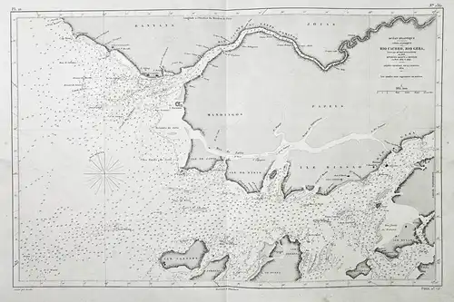 Rio Cacheo, Rio Geba - Rio Cacheu Geba rivers Flüsse Guinea-Bissau / Africa Afrika Afrique / sea chart map Ma