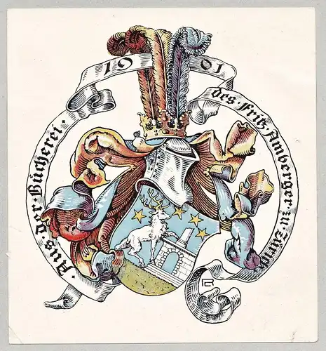 Aus der Bücherei des Fritz Amberger zu Zürich - Exlibris ex-libris Ex Libris armorial bookplate Wappen coat