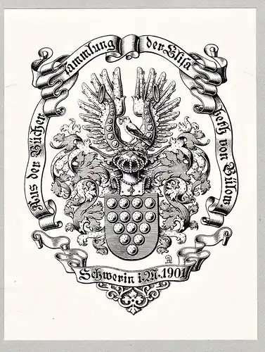 Aus der Büchersammlung der Elisabeth von Bülow - Schwerin 1901 - Exlibris ex-libris Ex Libris armorial bookp