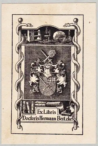 Bücherei Doctoris Hermann Beitzke - Exlibris ex-libris Ex Libris armorial bookplate Wappen coat of arms