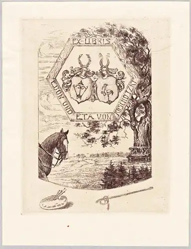 Ex Libris Egon und Eta von Koschützki - Exlibris ex-libris Ex Libris armorial bookplate Wappen coat of arms