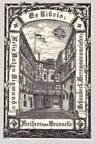 Ex Libris Freiherr von Brusselle - Bruselle-Schaubeck Exlibris ex-libris Ex Libris armorial bookplate Wappen c