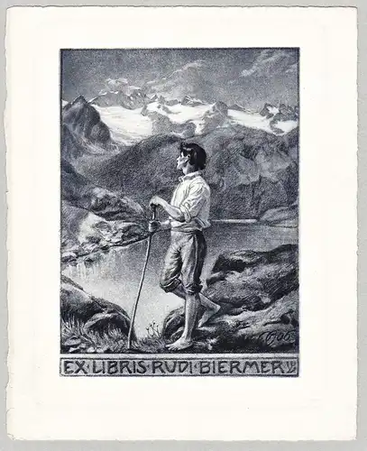Ex Libris Rudi Biermer - Alpen Alpinistik Alps Alpinism Exlibris ex-libris Ex Libris bookplate