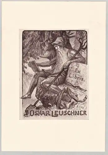 Ex Libris Oskar Leuschner - Rübezahl Exlibris ex-libris Ex Libris bookplate