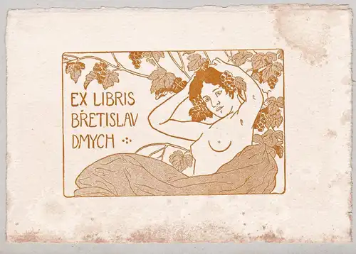 Ex Libris Bretislav Dmych - Akt nude Exlibris ex-libris Ex Libris bookplate