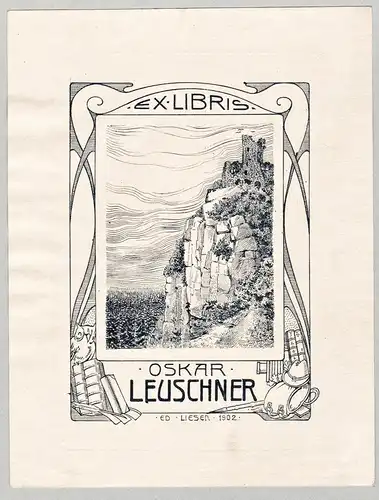 Ex Libris Oskar Leuschner - Jugendstil Exlibris ex-libris Ex Libris bookplate