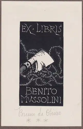 Benito Mussolini - Exlibris ex-libris Ex Libris bookplate