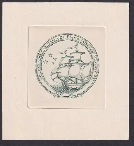 Ex Libris Vincenzo Ciccotti - Schiff ship Portugal Marine Exlibris ex-libris Ex Libris bookplate