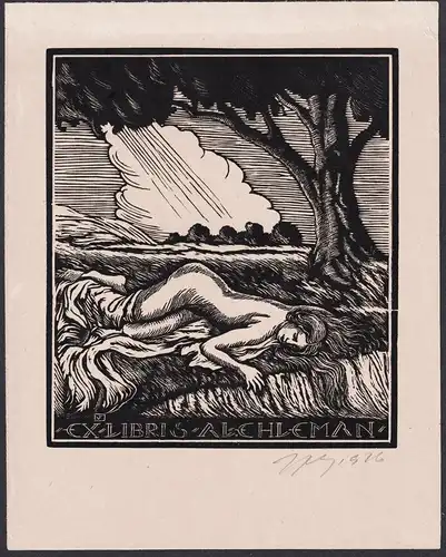 Ex Libris Alois Ehleman - Baum tree Exlibris ex-libris Ex Libris bookplate