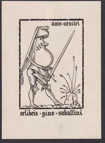 Ex Libris Gino Sabattini - Ritter knight Ungarn Hungary Exlibris ex-libris Ex Libris bookplate