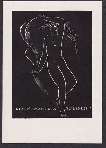 Gianni Mantero Ex Libris - Akt nude Exlibris ex-libris Ex Libris bookplate