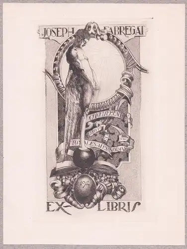 Joseph Fabregat - Engel angel nude Akt Exlibris ex-libris Ex Libris bookplate